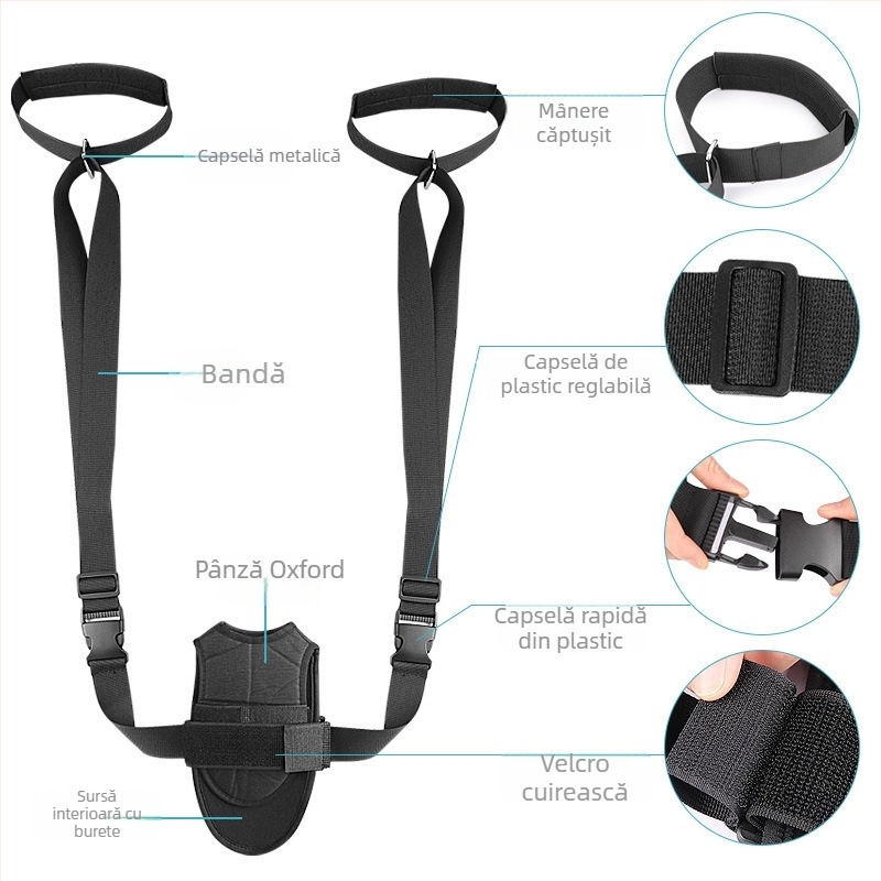 Șnur de întindere pentru yoga — Colecția de produse pentru picioare; Materiale: burete, țesătură Oxford, Velcro, cataramă din plastic, cataramă din metal, bandă din webbing; Codul produsului: 108 stretch foot drop; Scenarii de utilizare: masaj de sănătate,