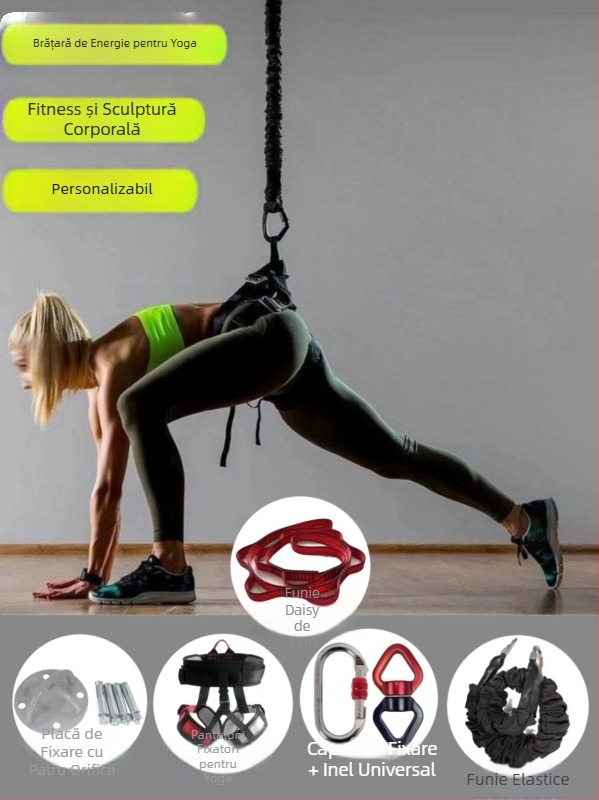 An Kun Curea de yoga pentru interior 5D Vitalitate, cu funie elastică pentru yoga aeriană și rotații