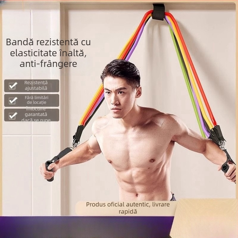 Set benzi de rezistență elastice cu tensiune – 11 piese, TPR, pentru adulți, antrenament acasă