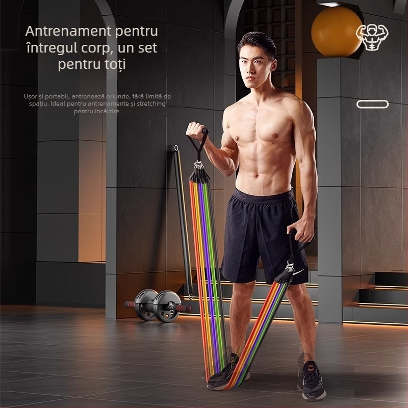 Set benzi de rezistență elastice cu tensiune – 11 piese, TPR, pentru adulți, antrenament acasă