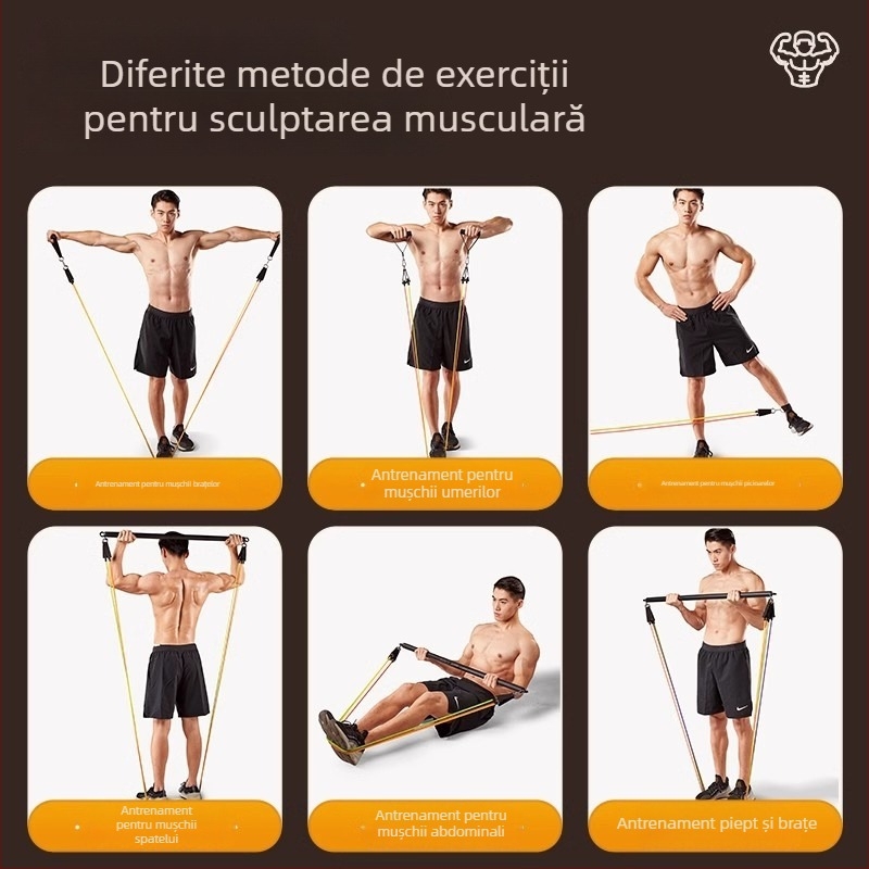 Set benzi de rezistență elastice cu tensiune – 11 piese, TPR, pentru adulți, antrenament acasă