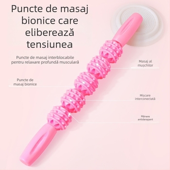 Bețișor de masaj pentru yoga, cu design cu cinci roți și minge — Miao aitang; Accesorii pentru yoga; Masaj pentru sănătate