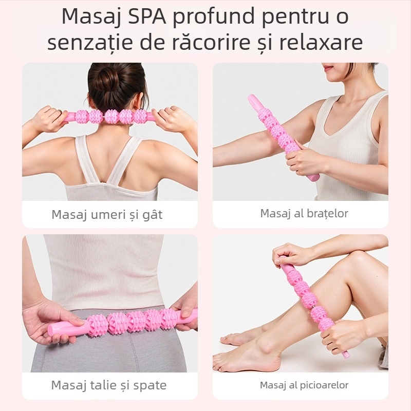 Bețișor de masaj pentru yoga, cu design cu cinci roți și minge — Miao aitang; Accesorii pentru yoga; Masaj pentru sănătate