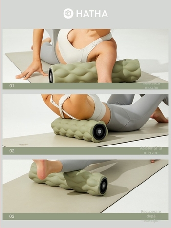 Rolă de spumă pentru yoga și masaj — Hatha, Material: PP+PU, Relaxare a fasciei