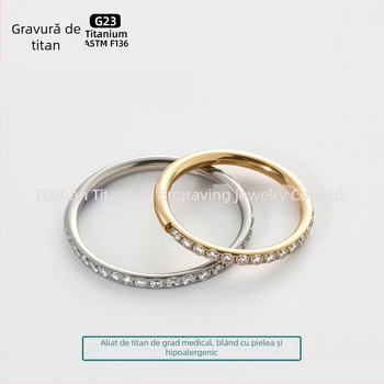Cercei inele din aliaj de titan F136 – geometrice, unisex, lucioase, cu cristal de titan
