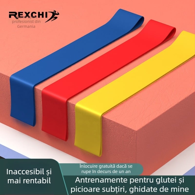 Bandă elastică de rezistență din latex pentru genuflexiuni și lucrul fesierilor – accesorii yoga Rexchi, fitness