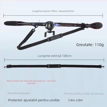 Geantă reglabilă pentru bețe cu spațiu de depozitare și curea elastică, buzunar pentru mulinetă, Hongchuan, material fibră poliester