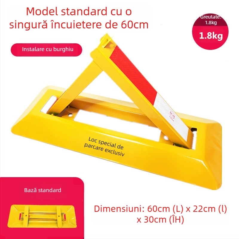 Blocare podea pentru parcare Type A – construcție anti-coliziune îmbunătățită, oțel laminat la rece, cilindru de încuietor din oțel, pentru parcări subterane, brand Keding Shield