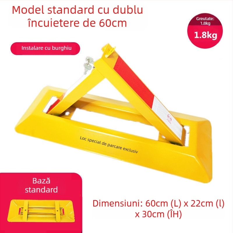 Blocare podea pentru parcare Type A – construcție anti-coliziune îmbunătățită, oțel laminat la rece, cilindru de încuietor din oțel, pentru parcări subterane, brand Keding Shield