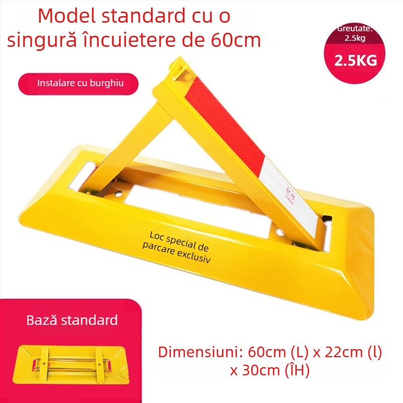 Blocare podea pentru parcare Type A – construcție anti-coliziune îmbunătățită, oțel laminat la rece, cilindru de încuietor din oțel, pentru parcări subterane, brand Keding Shield