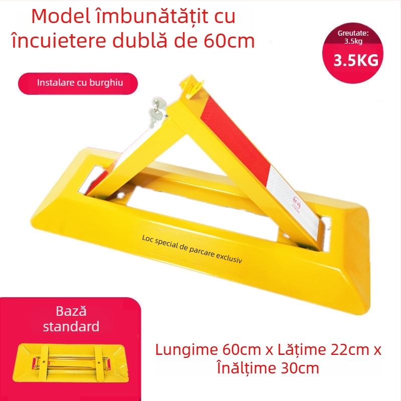 Blocare podea pentru parcare Type A – construcție anti-coliziune îmbunătățită, oțel laminat la rece, cilindru de încuietor din oțel, pentru parcări subterane, brand Keding Shield