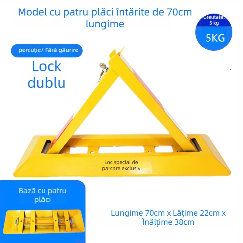 Blocare podea pentru parcare Type A – construcție anti-coliziune îmbunătățită, oțel laminat la rece, cilindru de încuietor din oțel, pentru parcări subterane, brand Keding Shield