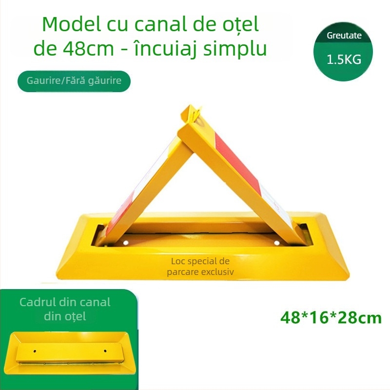 Blocare podea pentru parcare Type A – construcție anti-coliziune îmbunătățită, oțel laminat la rece, cilindru de încuietor din oțel, pentru parcări subterane, brand Keding Shield