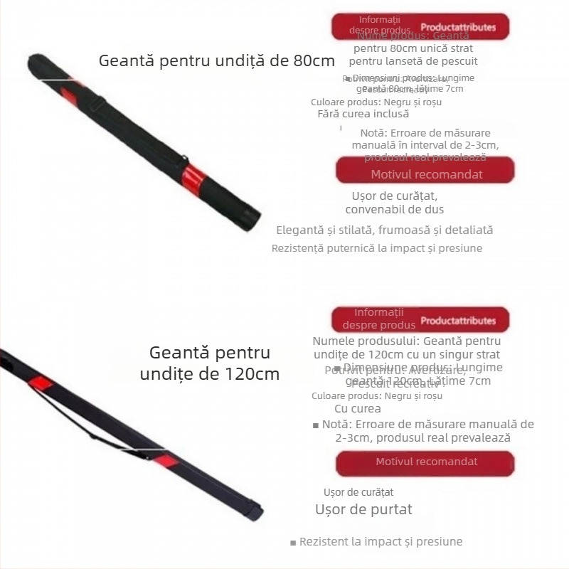 Geantă pentru undiță de pescuit cu husă rigidă – PVC, nu este impermeabilă