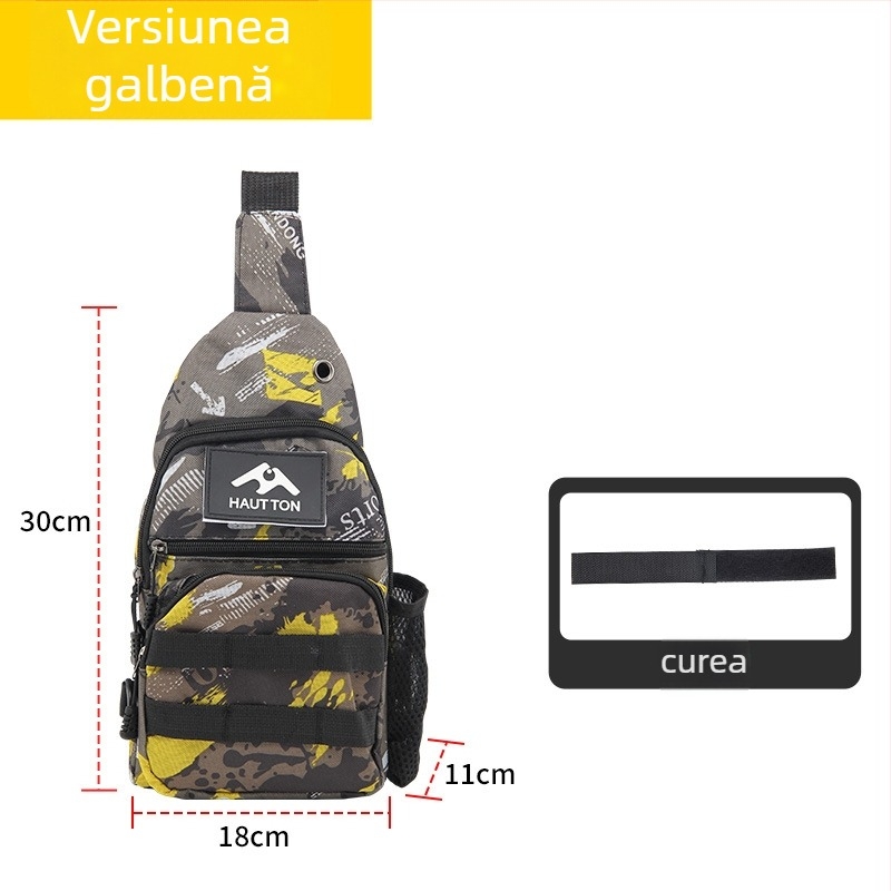 Geantă Haodun pentru năluci – din pânză, geantă de pescuit multifuncțională pentru încărcarea nălucilor, design camuflaj exterior, curea de umăr crossbody, neimpermeabilă