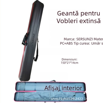 Geantă rigidă extinsă pentru undițe de pescuit, spațiu de depozitare pentru secțiuni lungi, PVC, rezistentă la presiune