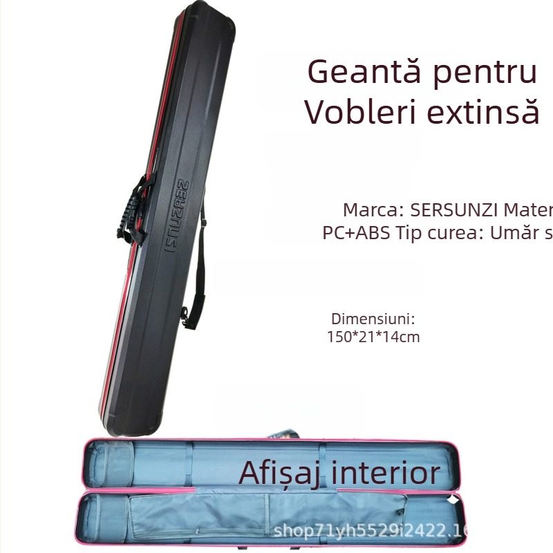 Geantă rigidă extinsă pentru undițe de pescuit, spațiu de depozitare pentru secțiuni lungi, PVC, rezistentă la presiune