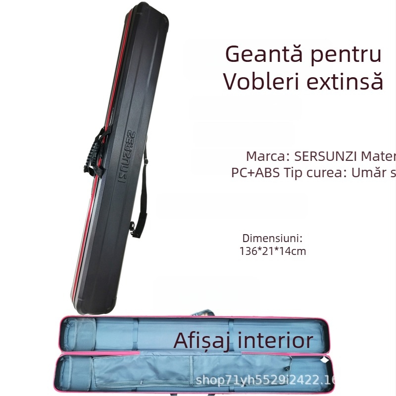 Geantă rigidă extinsă pentru undițe de pescuit, spațiu de depozitare pentru secțiuni lungi, PVC, rezistentă la presiune