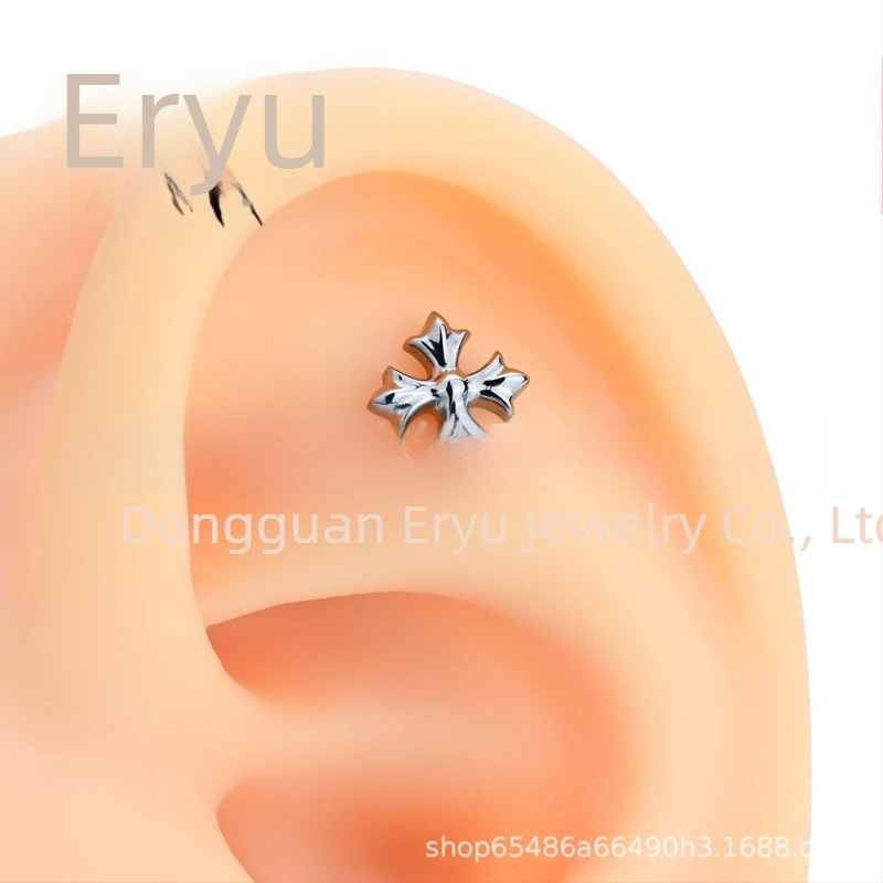 Cercei Crow Heart din aliaj titan, lustruite, model F136/G23