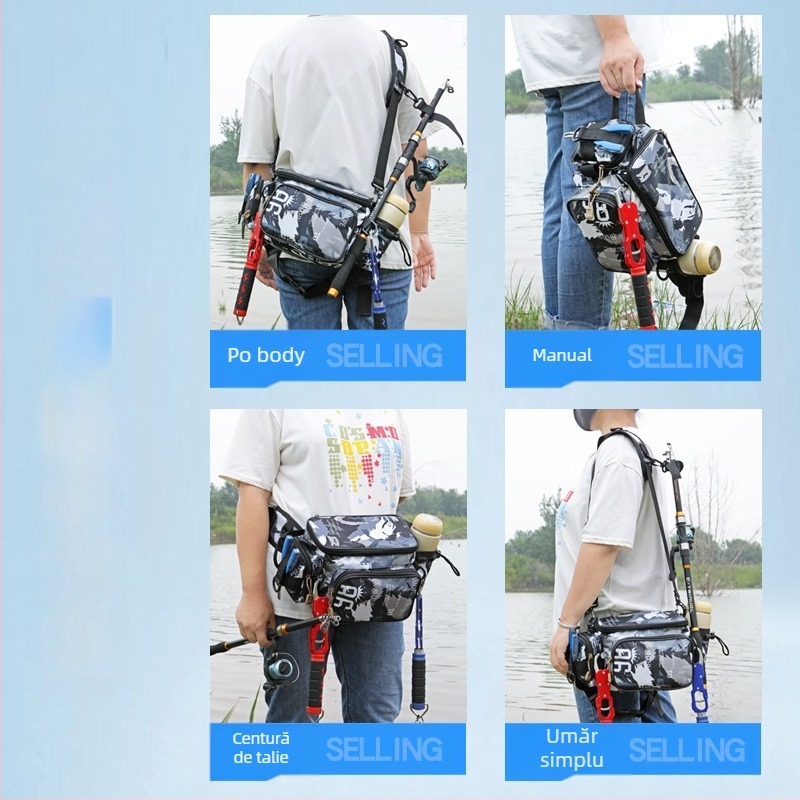 Luya Bag – Geantă pentru momeli de pescuit cu curea talie și design crossbody, capacitate mare, material 600D Oxford, impermeabil