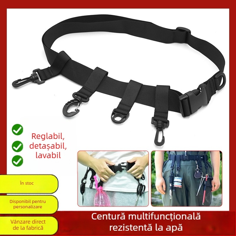 Centură reglabilă de pescuit pentru traversarea apei, material tip webbing, 4 buzunare, Easy Buckle