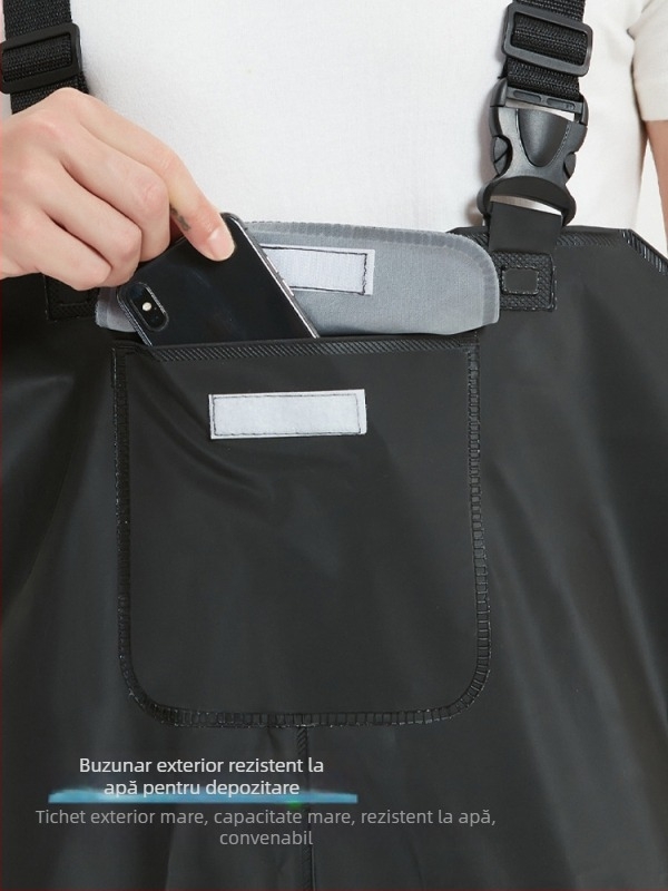 Haixiang pantaloni de pescuit, impermeabili și rezistenți la uzură, țesătură tricot PVC, 1 buzunar, elasticitate înaltă