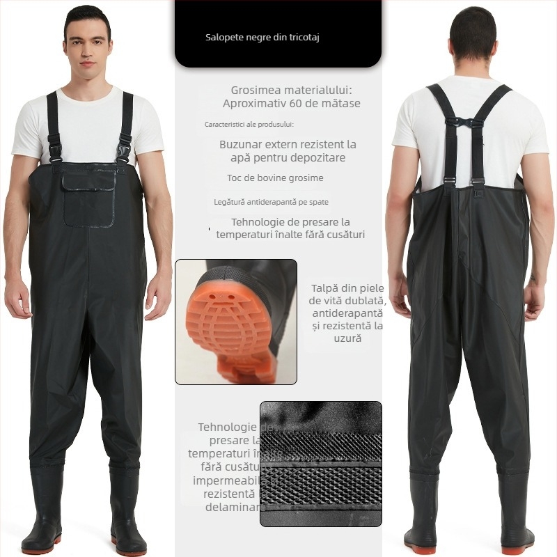 Haixiang pantaloni de pescuit, impermeabili și rezistenți la uzură, țesătură tricot PVC, 1 buzunar, elasticitate înaltă