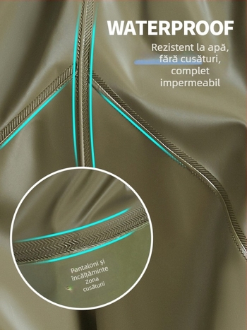 Haixiang pantaloni de pescuit din PVC, talie până la talie, impermeabili, 75 mm, 1 buzunar