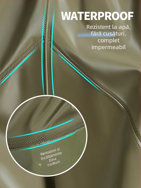 Haixiang pantaloni de pescuit din PVC, talie până la talie, impermeabili, 75 mm, 1 buzunar