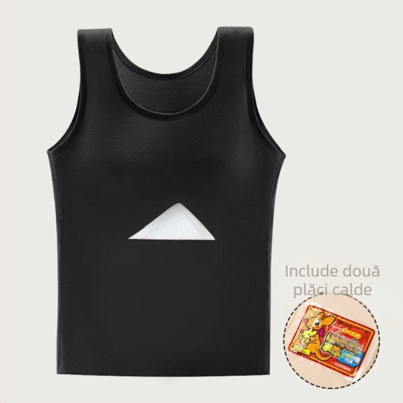 Vesta termică pentru bărbați, cu buzunare duble în față și în spate, călduroasă, construcție dublă, din poliester