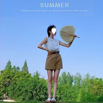 Costum feminin din două piese: vestă fără mâneci și pantaloni cu lungime de cinci puncte pentru femei; stil colegial, retro literatură-artă; poliester 30–50%