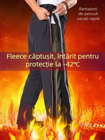 Pantaloni de pescuit, impermeabili și rezistenți la vânt, căptuiți cu fleece, calzi, din fibre sintetice, unisex, pentru iarnă