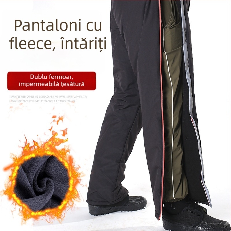 Pantaloni de pescuit, impermeabili și rezistenți la vânt, căptuiți cu fleece, calzi, din fibre sintetice, unisex, pentru iarnă