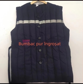 Vesta de lucru din bumbac, cu glugă, guler în V, nasturi, croială lejeră, Corduroy