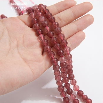 Mărgele pentru bijuterii DIY - Piatră naturală, model crystal căpșună, mărgele libere, tăiere, șlefuire și lustruire