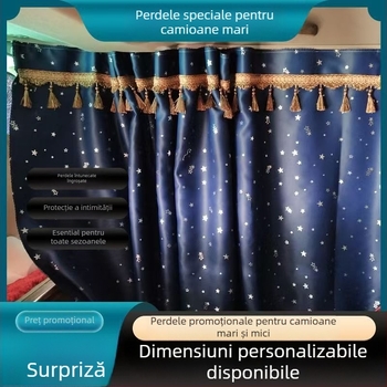 Cortine pentru geamuri laterale de camion mare, din material blackout, prindere prin agățare, protecție solară, personalizabile