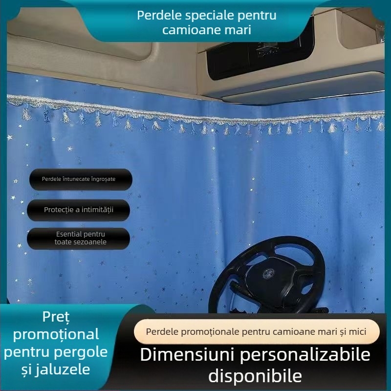 Cortine pentru geamuri laterale de camion mare, din material blackout, prindere prin agățare, protecție solară, personalizabile