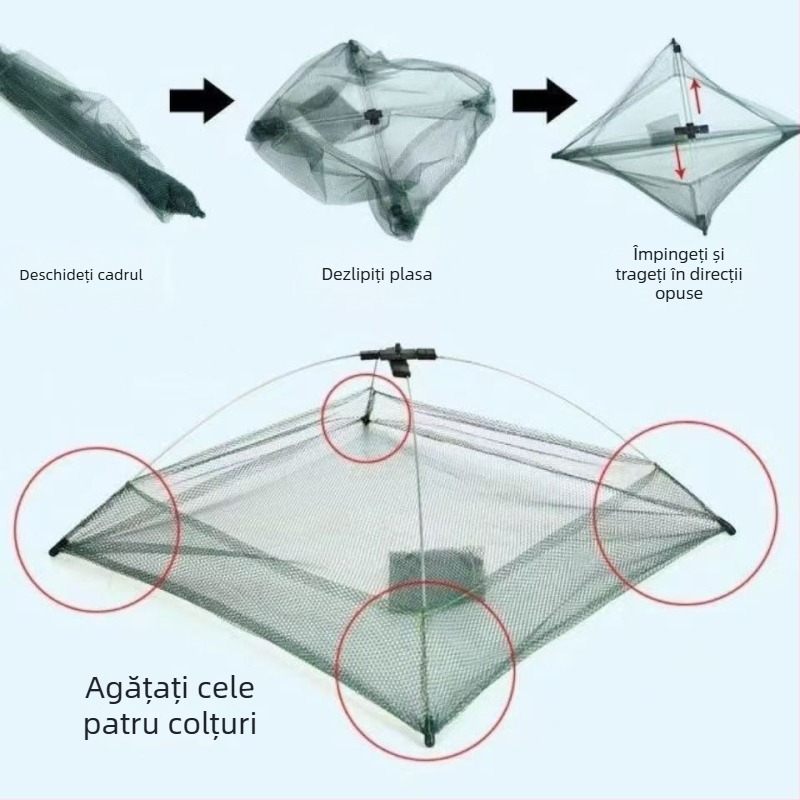 Plasă de pescuit pentru creve – structură deschisă, plasă pliabilă de ridicare, cușcă pentru creve, unealtă de pescuit cu plasă (Marcă: Altul; Material: Altul)