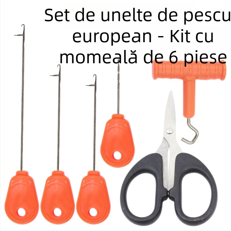 Kit european de unelte de pescuit cu burghiu, pin pentru noduri și clește de tras sârmă (Brand: Tulino; Origine: China; Material: PVC+metal)