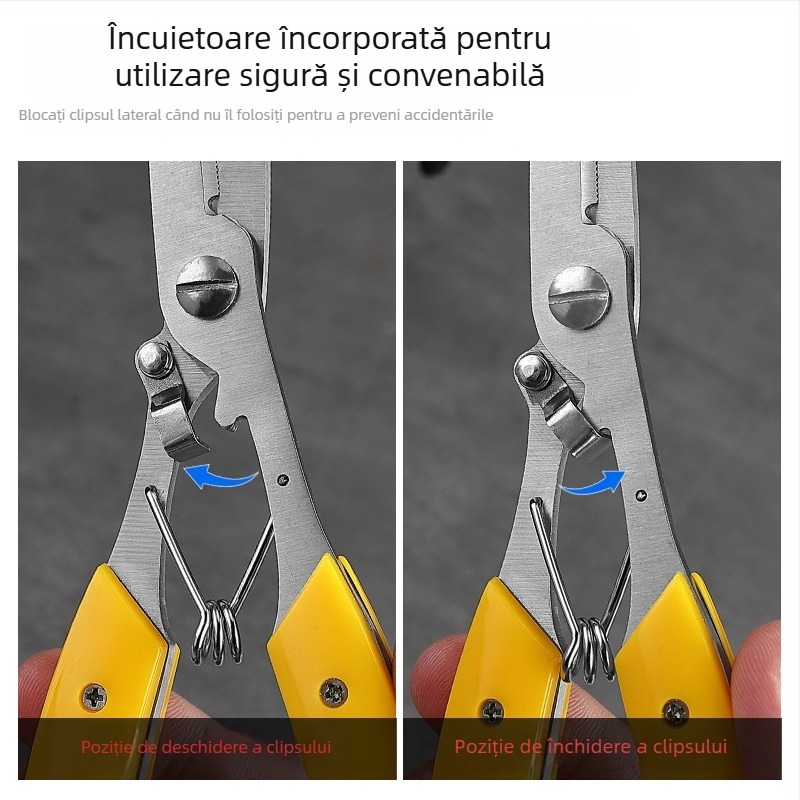 Clește de pescuit din oțel inoxidabil, cu închidere automată, versiune extinsă, cu tăietor de linie deschis și îndepărtător de cârlige, foarfecă de pescuit multifuncțională (Brand: Mincheng; Material: Oțel inoxidabil; Categoria: Kit de accesorii de pescuit
