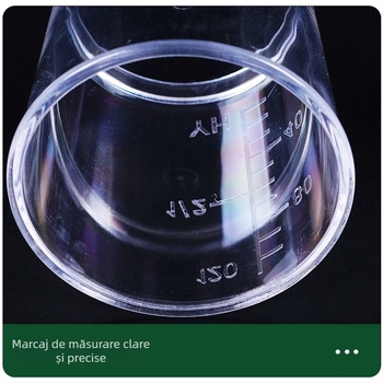 Cană de măsurare pentru momeli de pescuit, set de patru piese, transparentă, cu capac; Kingway Fishing Gear, plastic, etichetă privată licențiabilă