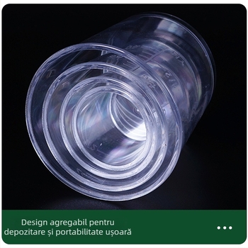 Cană de măsurare pentru momeli de pescuit, set de patru piese, transparentă, cu capac; Kingway Fishing Gear, plastic, etichetă privată licențiabilă