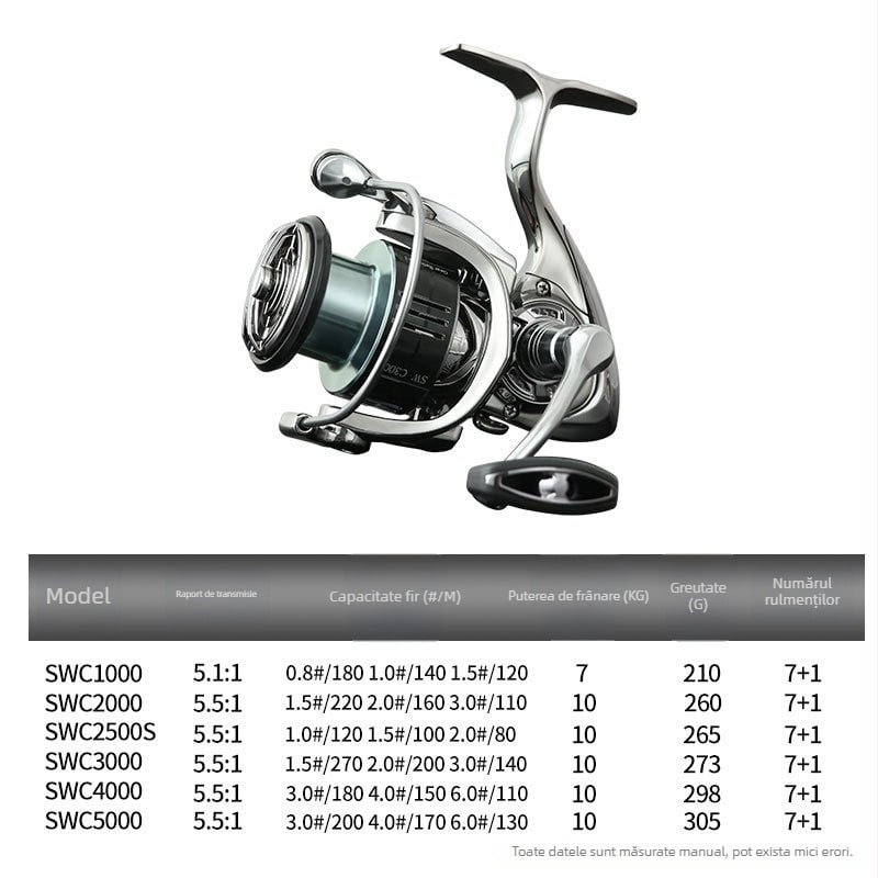 Songchuan mulinetă metalică de pescuit – tambur superficial, fără spații, aruncare lungă