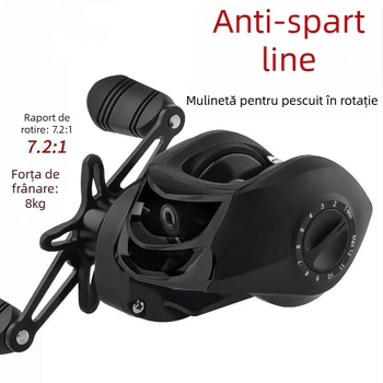 Rotiță de pescuit cu frână magnetică pentru aruncări la distanță, pescuit pe gheață, protecție împotriva rupturii firului