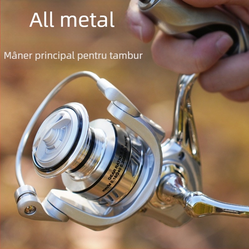 Mulinetă de pescuit spinning pentru pescuit maritim, construcție din metal integrală, aruncare lungă, cutie cu 40 buc.