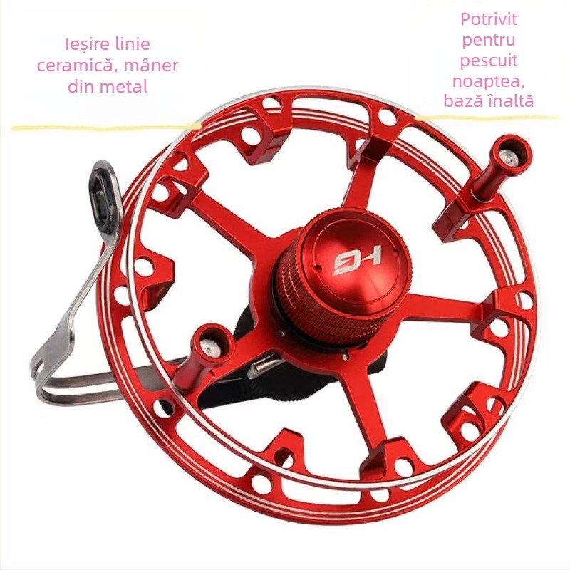 Ant King mulinetă metalică de pescuit cu frână frontală, ușoară, manuală