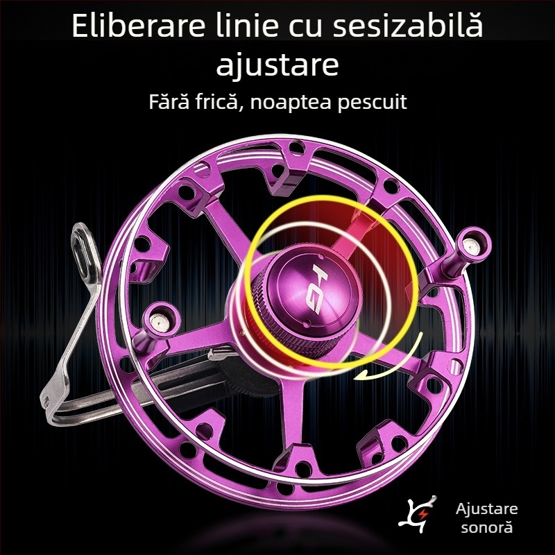 Ant King mulinetă metalică de pescuit cu frână frontală, ușoară, manuală