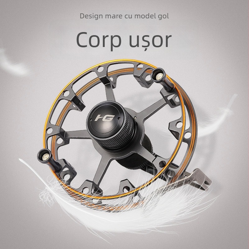 Ant King mulinetă metalică de pescuit cu frână frontală, ușoară, manuală