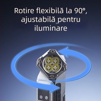 Far frontal cu LED reîncărcabil, montat pe cap, reglabil în unghiuri multiple, corp ABS, rază 100–200 m