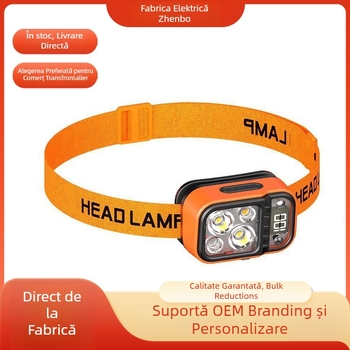 Lampa frontală cu încărcare USB, senzor inteligent, LED, impermeabilă, 5W, 500mAh, rază 50–100 m